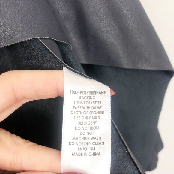 THE LIMITED | Vegan Leather Navy Blue Open Front Drape Jacket Women’s Size M - Picture 11 of 13